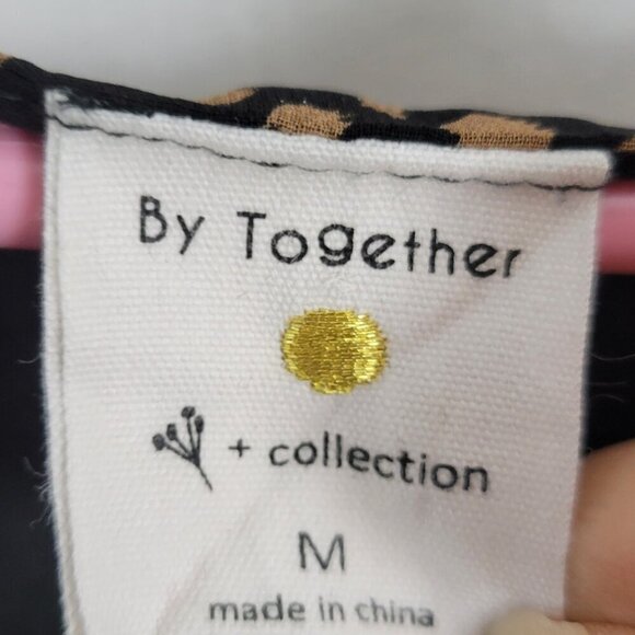 BOHO Medium Blouse By Together Hi-Low Hem animal print puff sleeve flowy EUC - Picture 12 of 14